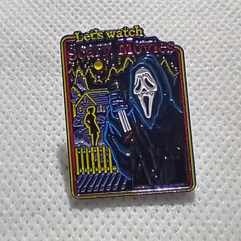 🧁 3/$30 Let's Watch Scary Movies Scream Ghostface Enamel Pin NEW